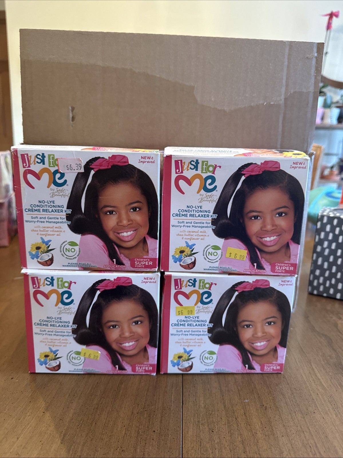 Lot Of 4 Just For Me No-Lye Creme Relaxer Kit Super