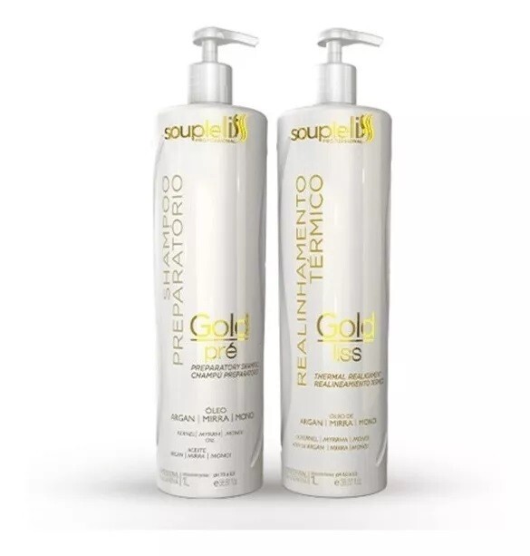 Realinhamento Térmico Gold Liss Progressiva Souple Liss 2x1l