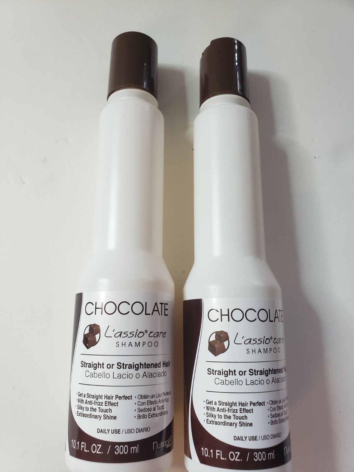 2 SHAMPOOS CHOCOLATE L’ASSIO TEMPORARY HAIR STRAIGHTENER 10.1OZ / CABELLO LACIO