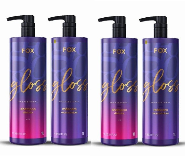 Fox Gloss Professional Brazilian Keratin Kit 2×4×1L – Hair Straightening