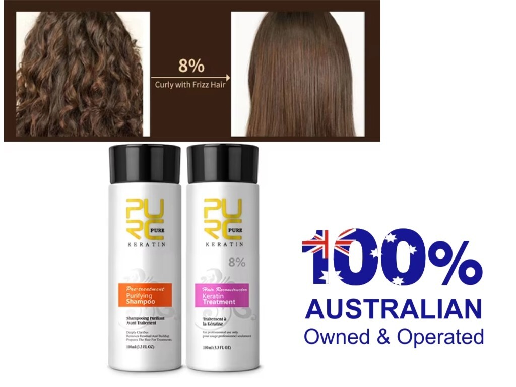 PURC 8% Straightening Treatment Curly Hair Brazilian Keratin Shampoo 100ml set
