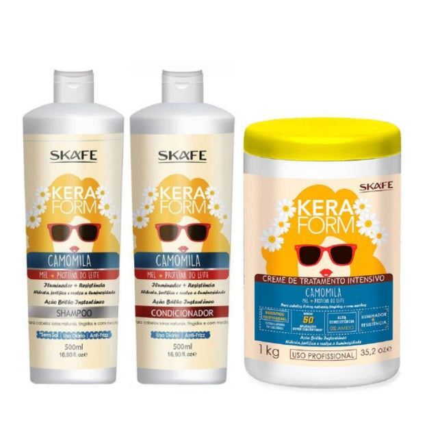 Keraform Chamomile Honey Milk Protein Blond Hair Treatment Kit 3 Itens – Skafe