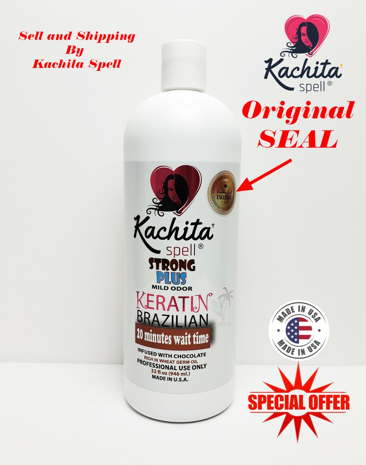 Original Brazilian Keratin Treatment CHOCOLATE 32floz Keratina KachitaSpell