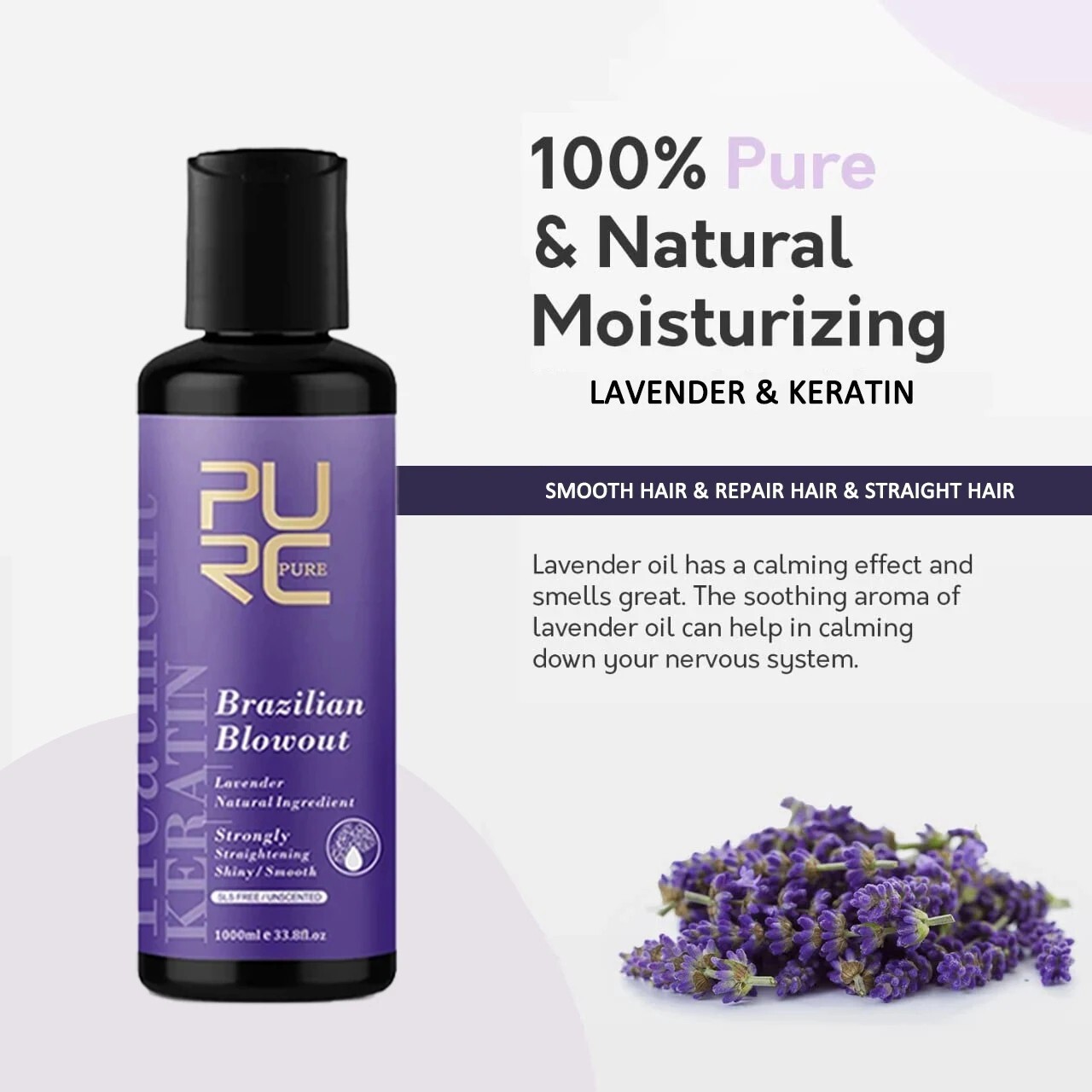 Lavender 12% Brazilian Keratin Damaged Frizzy Curly Hair Treatment Straightening