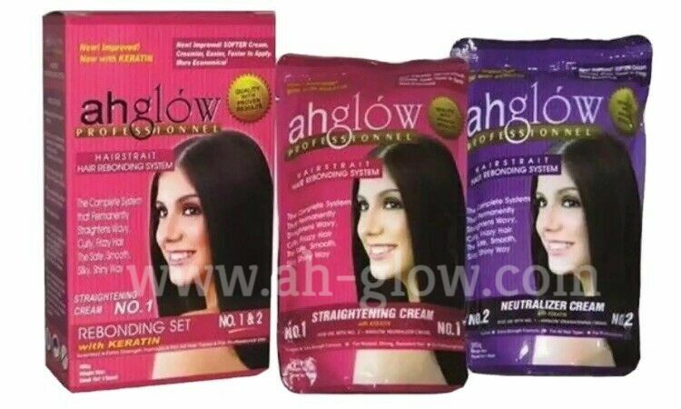 AHGLOW HAIR REBONDING SET Permanent Straightening, Extra Strength!