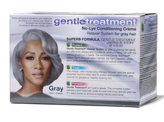 Gentle Treatment No-Lye Relaxer Kit For Gray Hair.