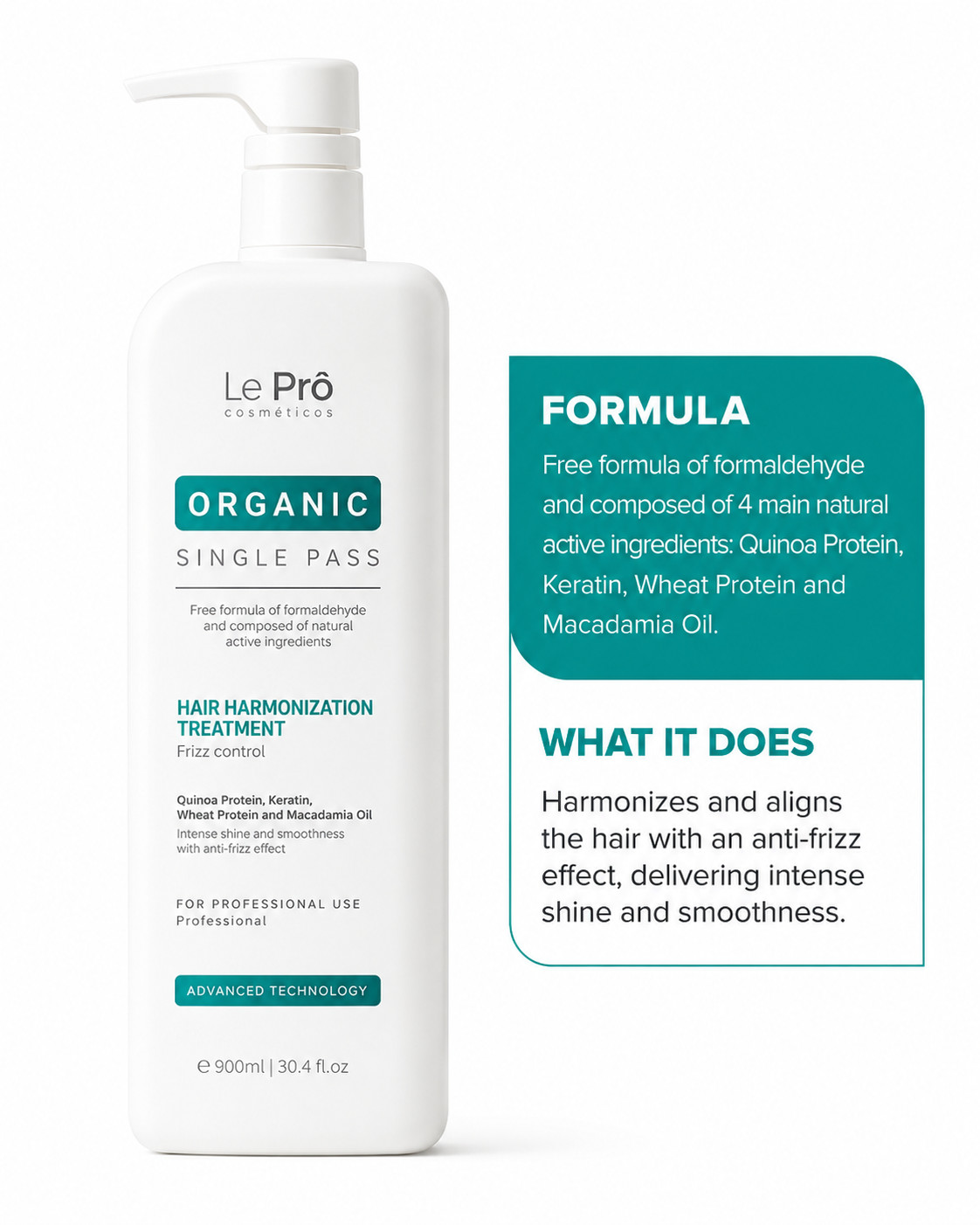 Le Pro Organic Single Pass Progressive Brush 1L/33,8 Oz – Máscara de tratamento