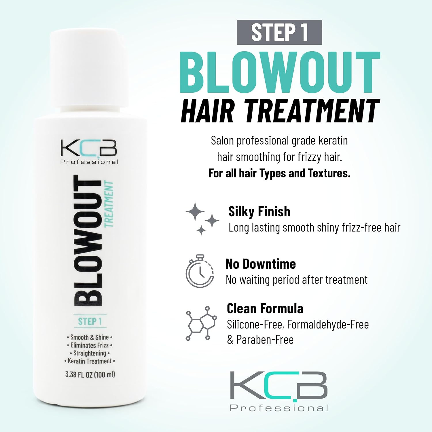 Blowout, 2 Step Keratin Hair Treatment. Brazilian Straightening and Frizz Contro