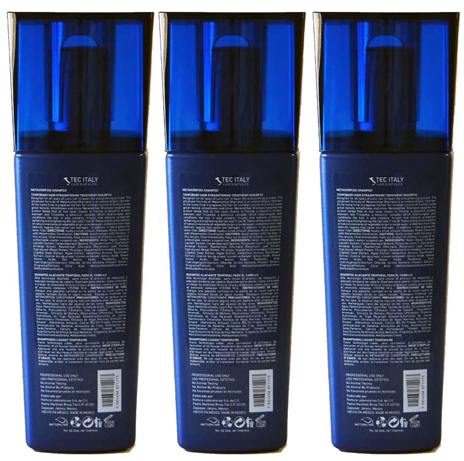 Tec Italy Metamorfosi Temporary Hair Straightening Shampoo 10.1 oz – 3 Pack