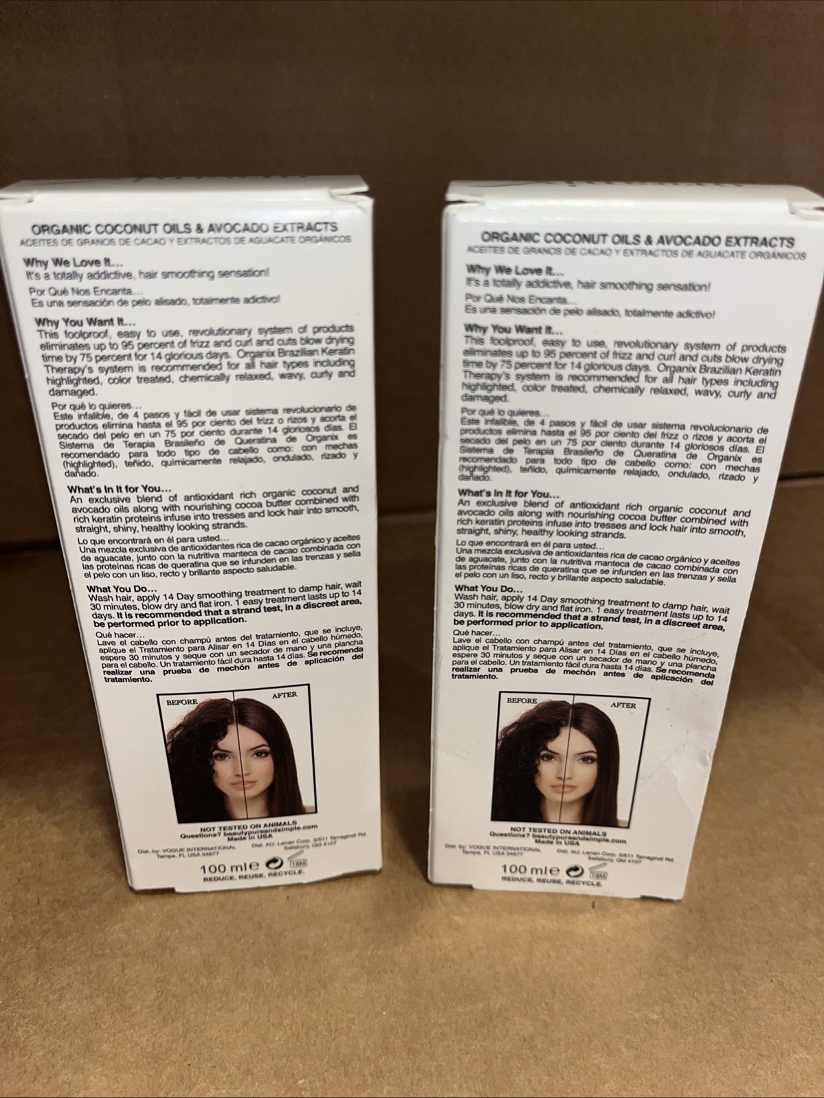 2 Organix OGX Ever Straight Brazilian Keratin Therapy 14 Day Smoothing Treatment