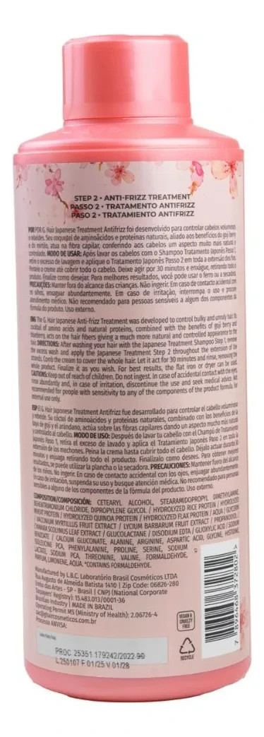 G.Hair Kit Professional / Treatment Japanese Anti-Frizz /Shampoo + Sealer 2x1L