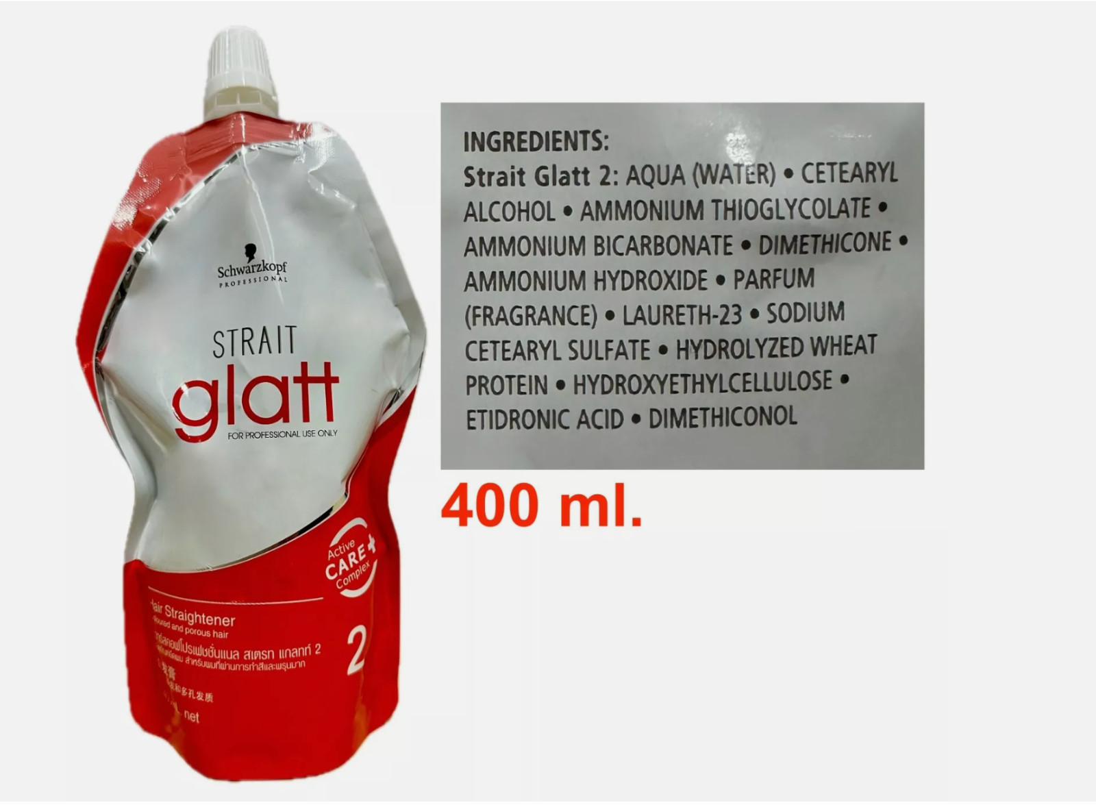 Schwarzkopf Glatt No 2 Hair Straightener Rebonding Straightening Cream 400ml set