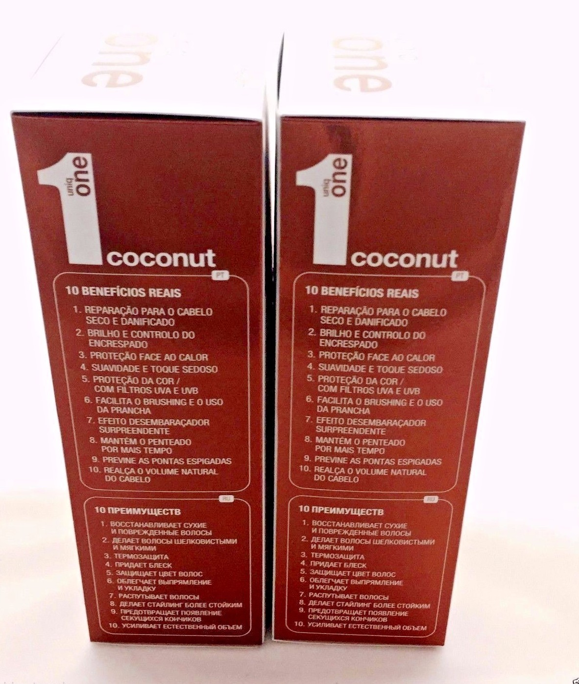 UNIQ 1 COCONUT 5.1OZ 2PC 10 BENEFITS. REPAIR,SHINE,PROTECT,SMOOTH,BODY,UVA,UVB