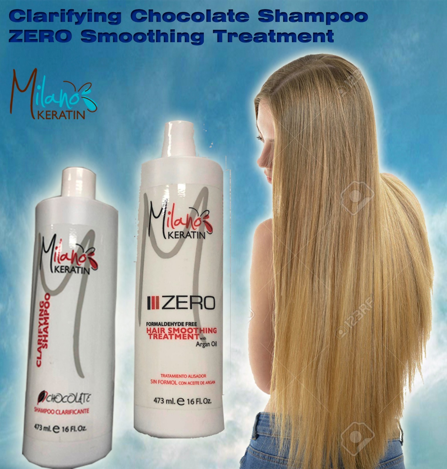 MILANO CARE KERATIN Clarifying Chocolate Shampoo & Smoothing Treat Dolce 16oz