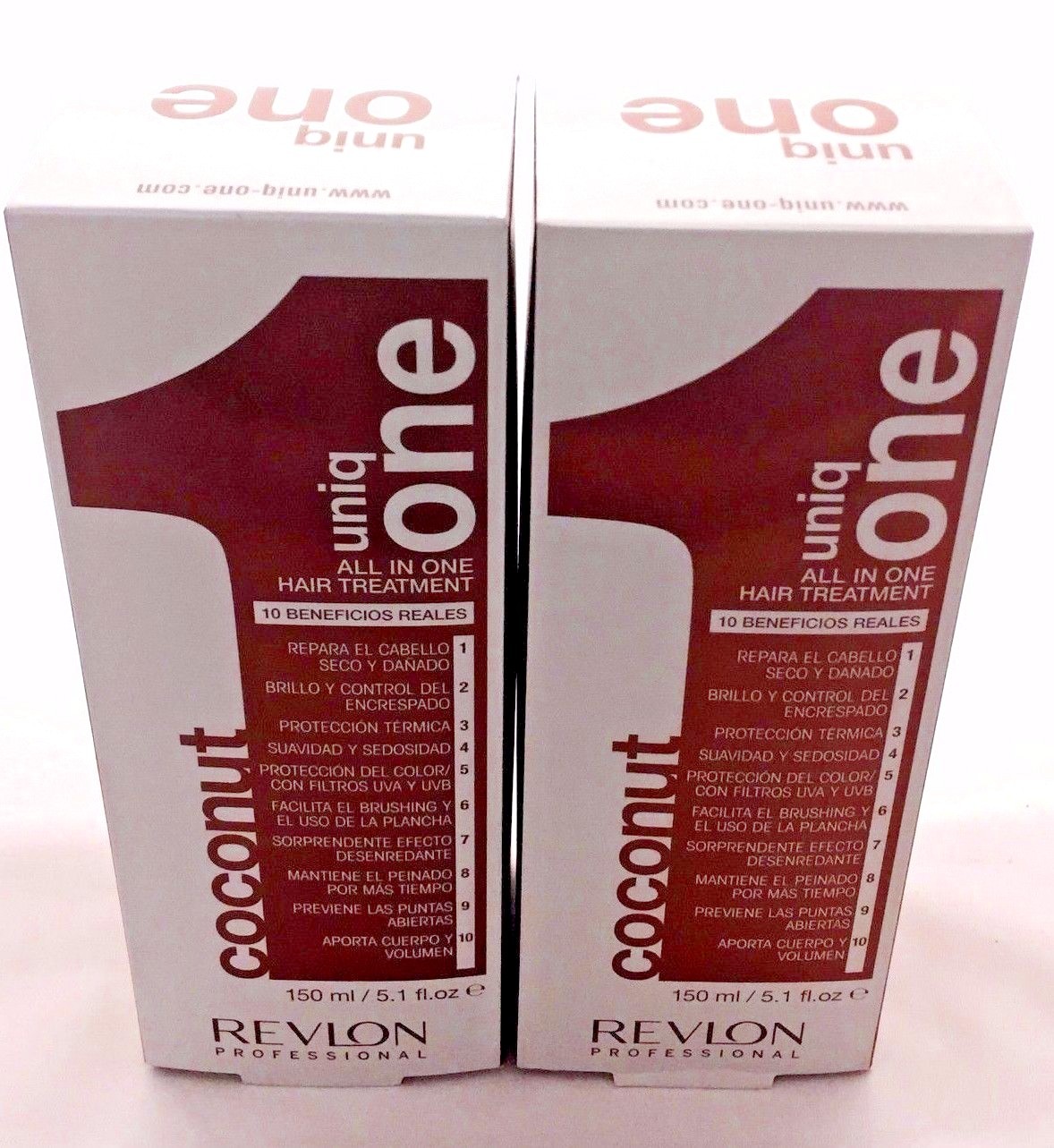 UNIQ 1 COCONUT 5.1OZ 2PC 10 BENEFITS. REPAIR,SHINE,PROTECT,SMOOTH,BODY,UVA,UVB