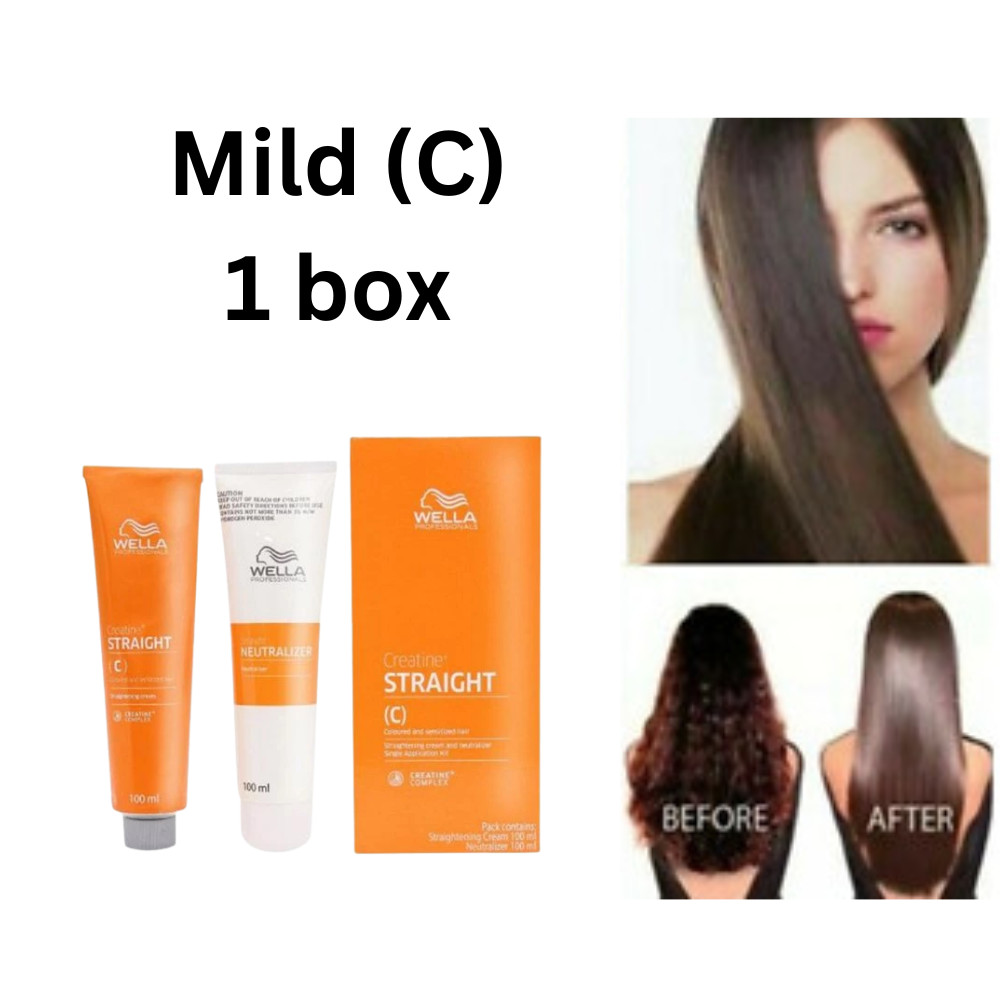 1x Wella Wellastrate Hair Mild (C) Straightening Cream Kit Creatine Straight Neu