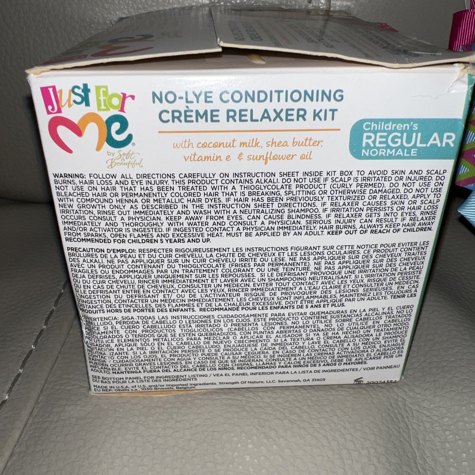 Just For Me No-Lye Conditioning Creme Relaxer Kit With 3 Free Bows.