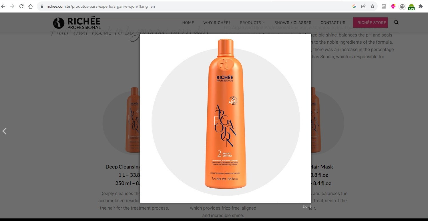 Argan and Ojon Professional keratin brazilian Richee ONLY STEP 2 reducer