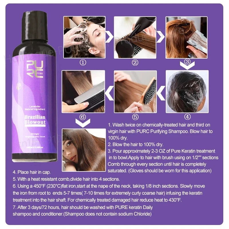 Lavender 12% Brazilian Keratin Damaged Frizzy Curly Hair Treatment Straightening