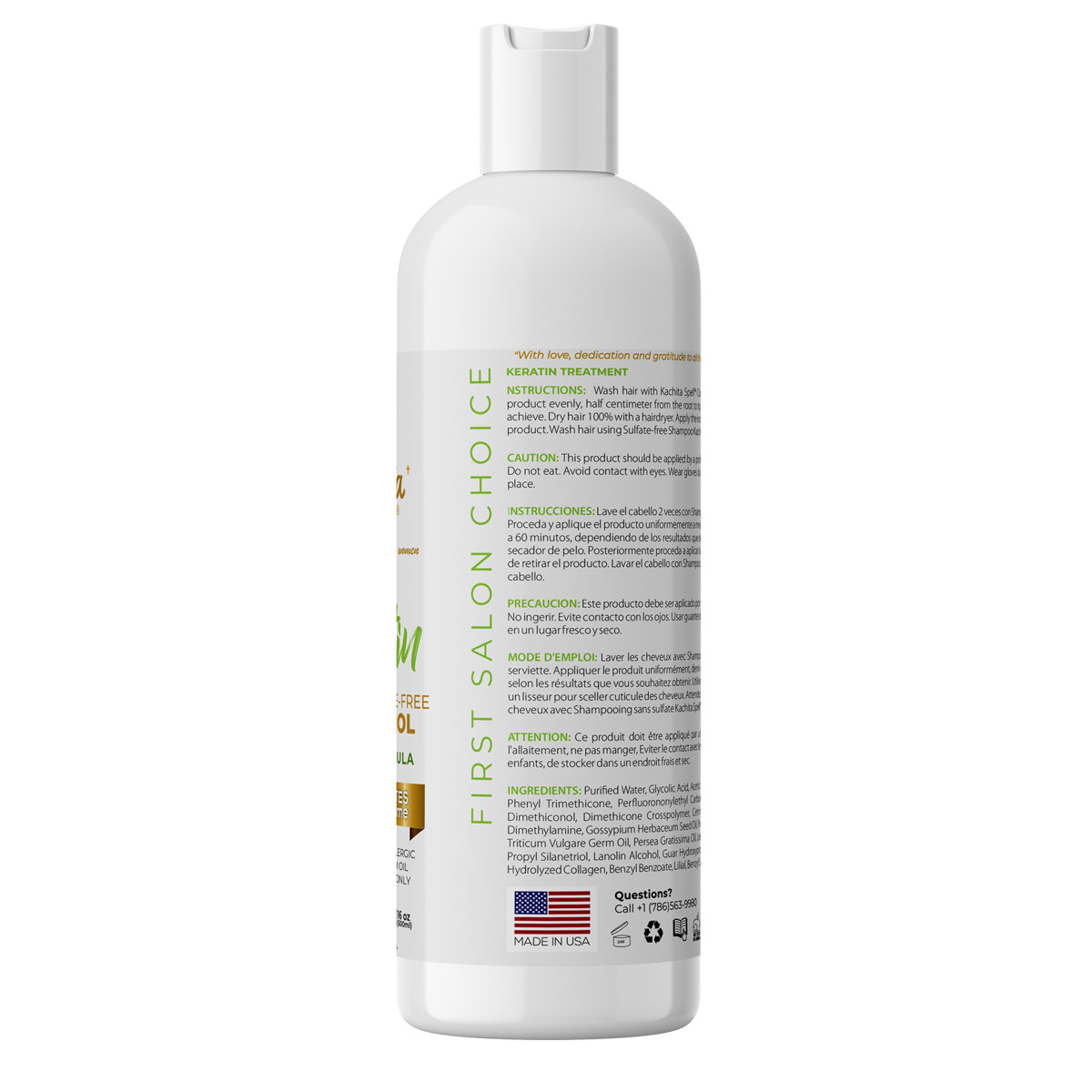 Kachita Spell Keratin FORMALDEHYDE FREE(No Formol) Anti allergic Formula 32oz