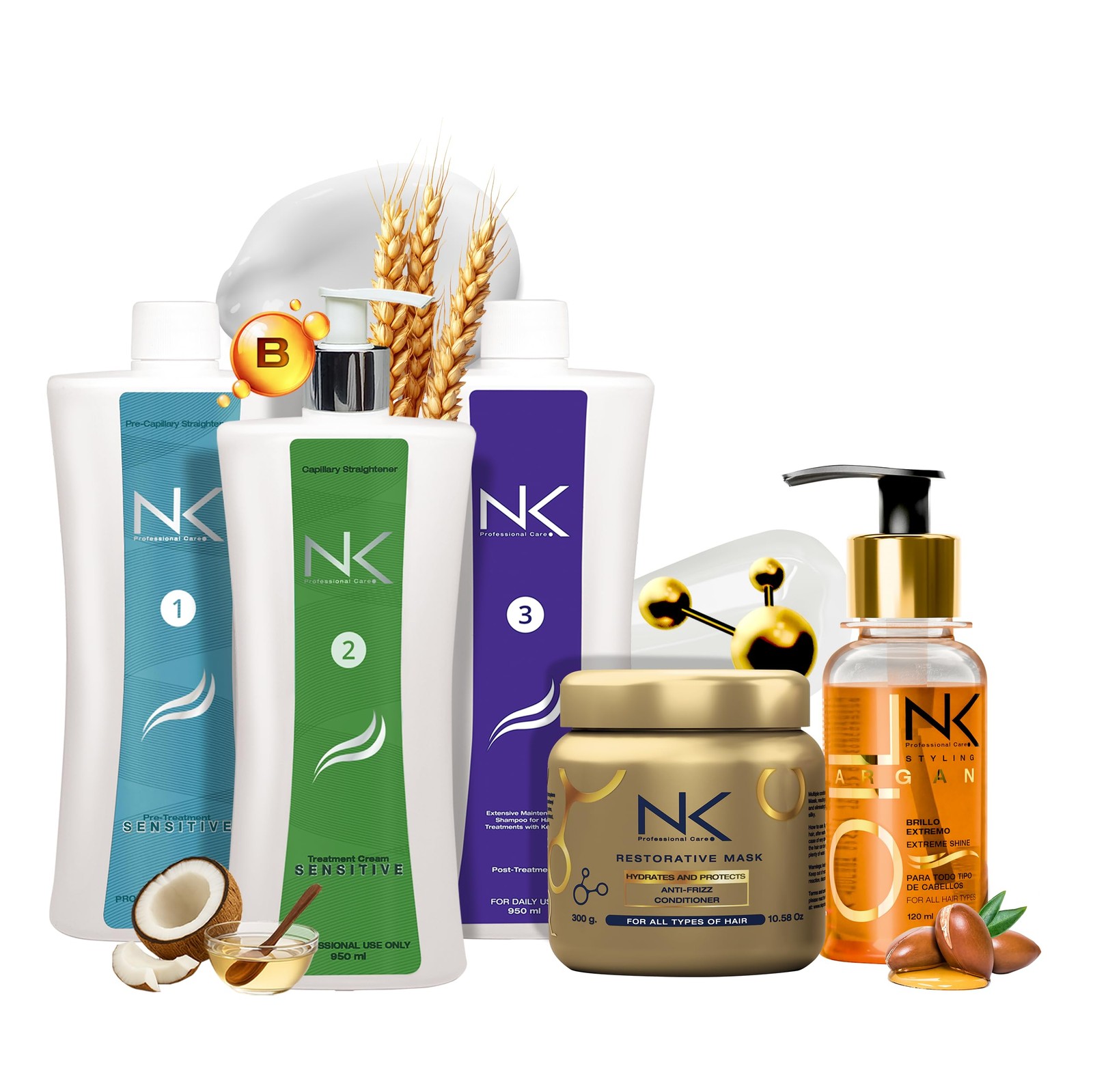 NK Sensitive Keratin Hair Straightening Treatment Vegan Formaldehyde Free.