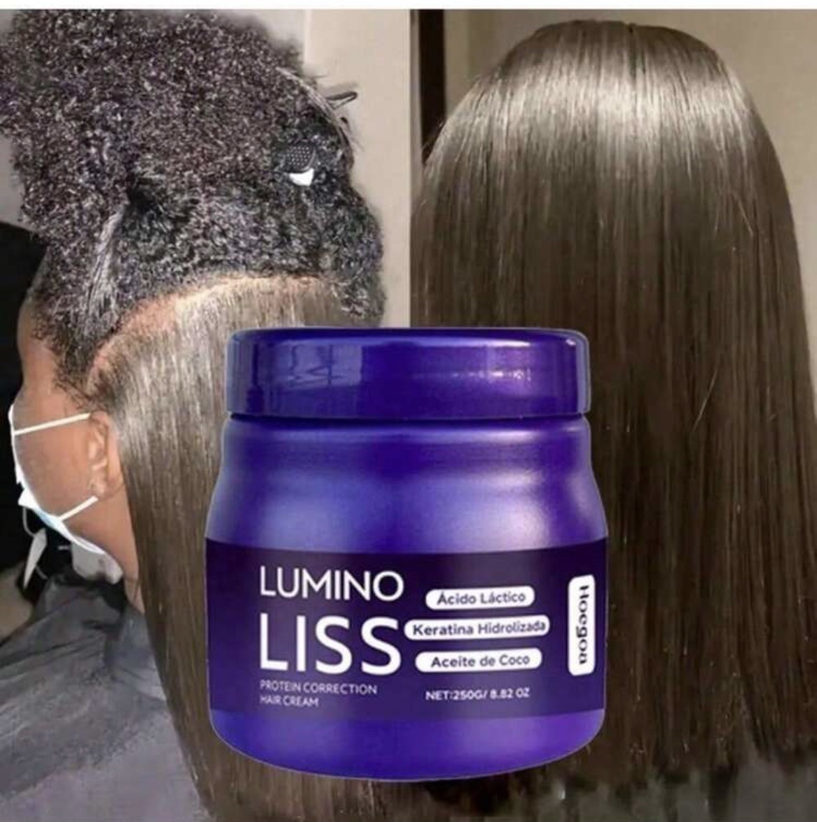 L Liss Hair Straightening Protein Cream (no Formaldehyde) 8.82 oz (250g)