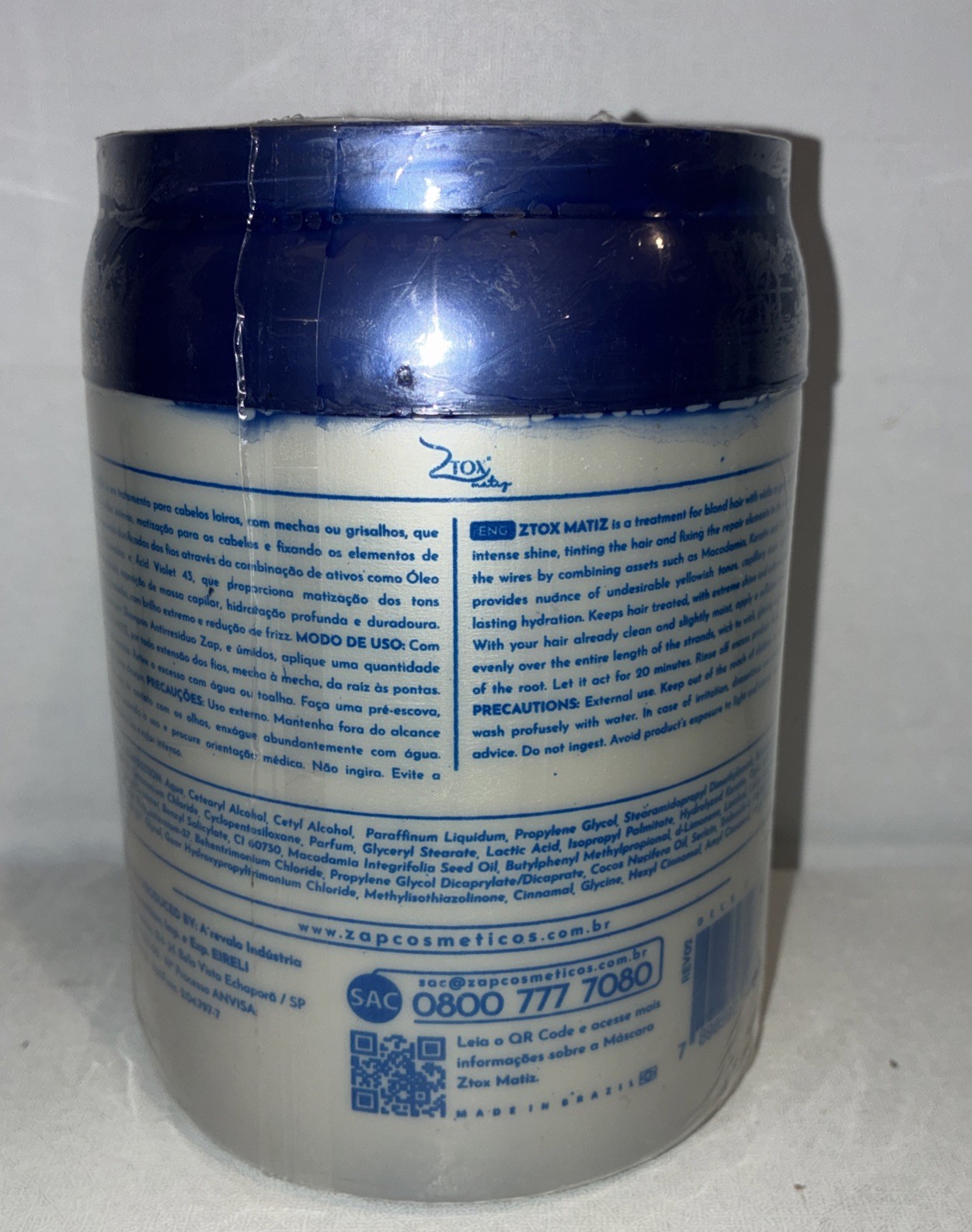 Zap-Ztox Matiz Mask Hydration Tinting Btox Matizador Hair Care 950g/33.5fl.oz