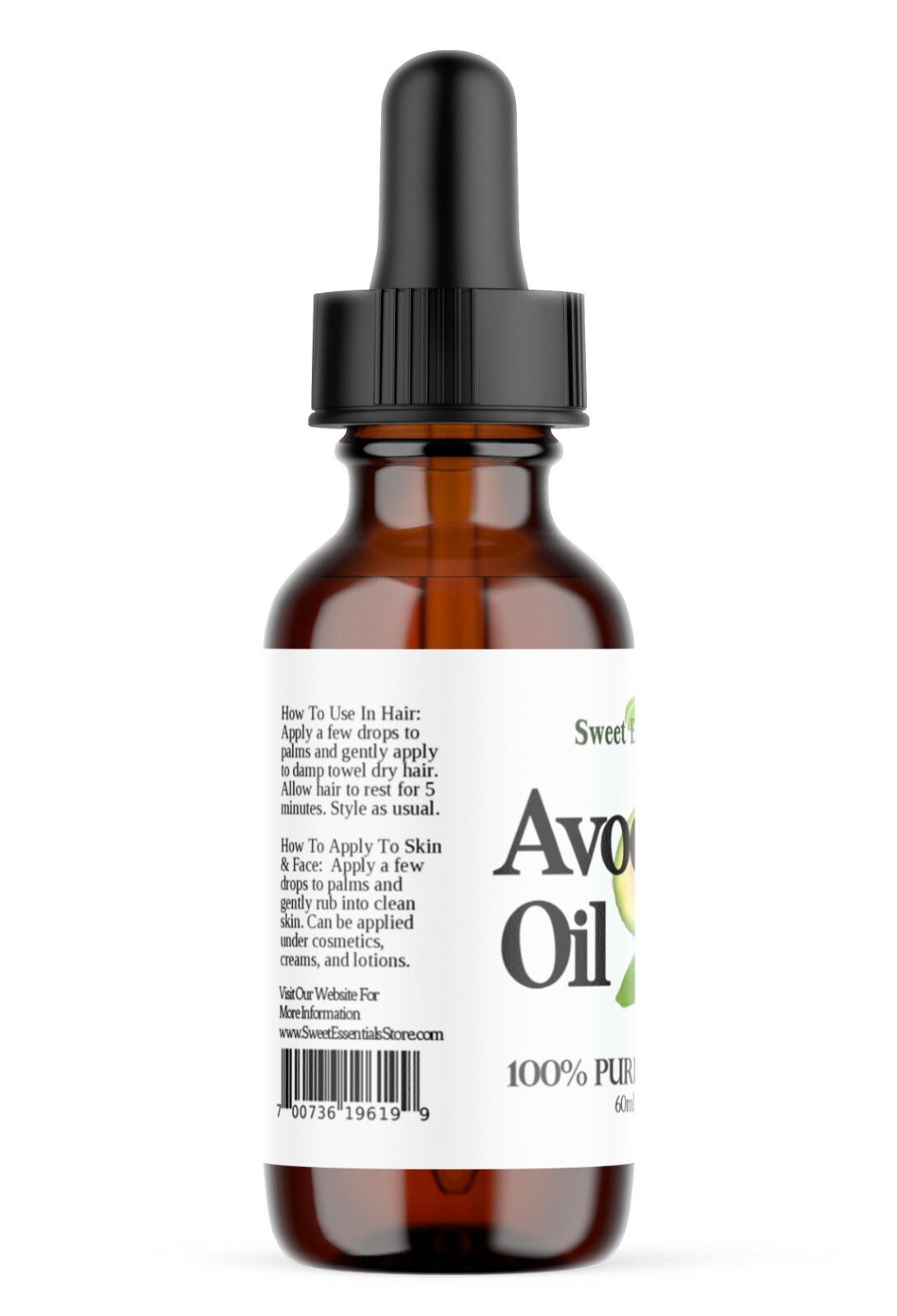 Organic Avocado Oil, 2oz Glass, Imported From Italy, Cold Pressed, 100% Pure