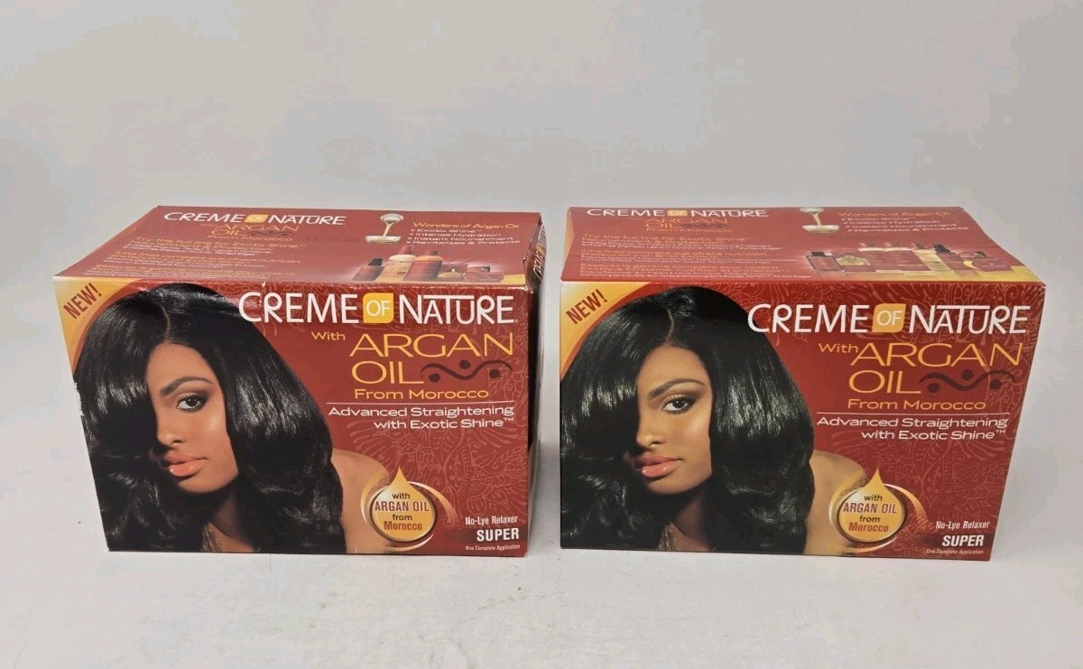 2 Creme of Nature Argan Oil No Lye Relaxer SUPER For Course Thick Hair Texture