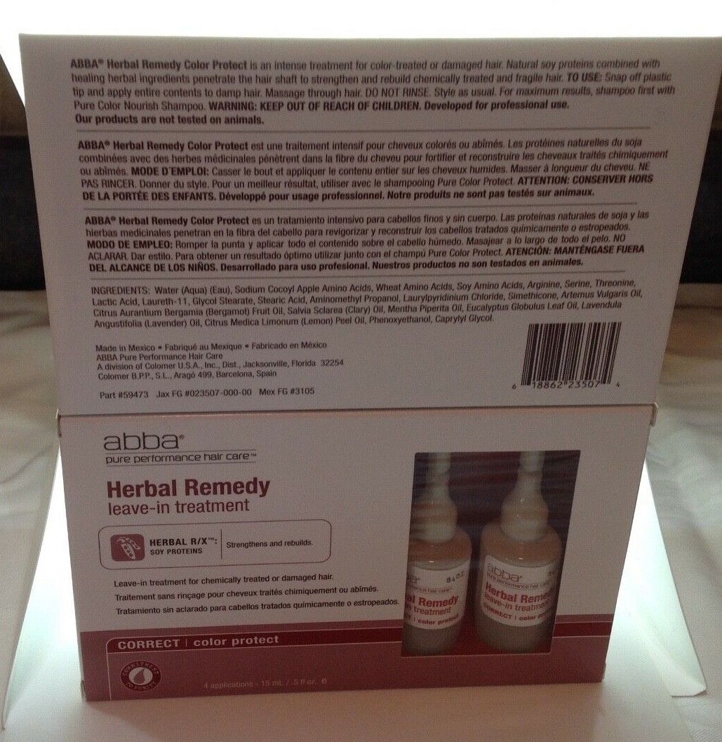 Abba Herbal Remedy Leave-in Treatment Color Protect 4 x 15ml / 5 oz – LOT OF 2