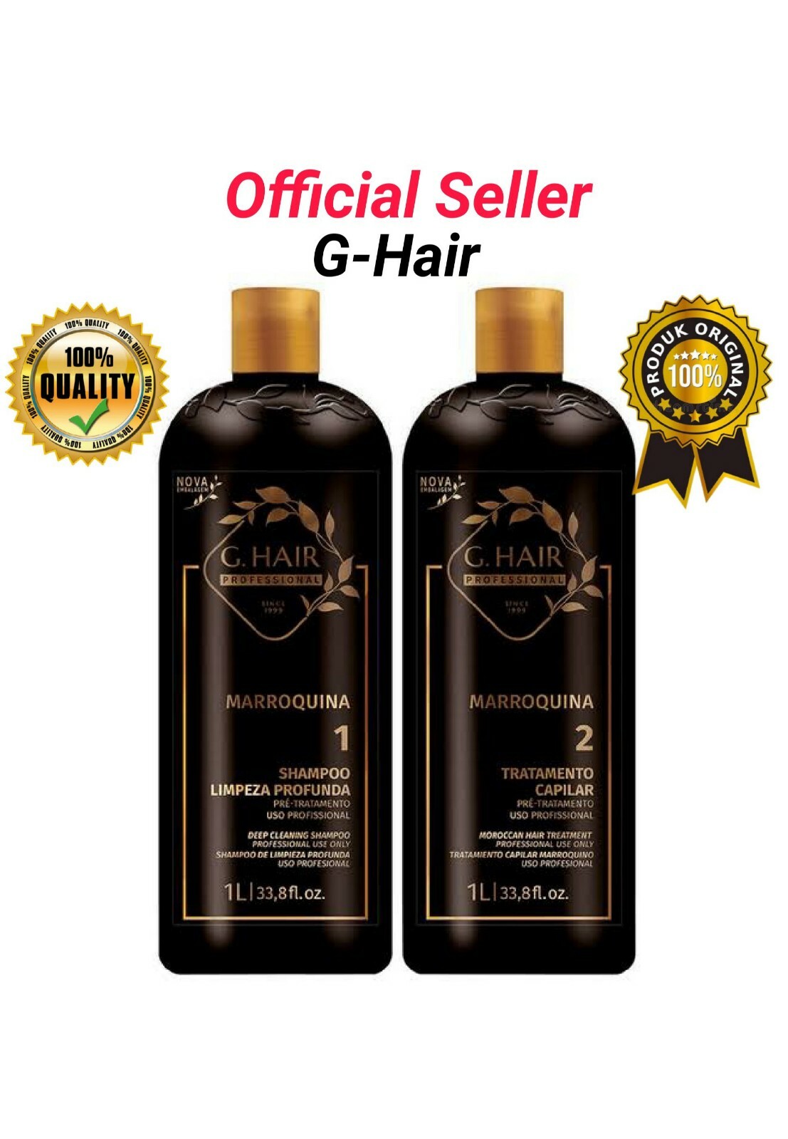 G-Hair Moroccan Progressive Brush Kit In 2 Steps Keratin Treatment 2×33.8 Oz