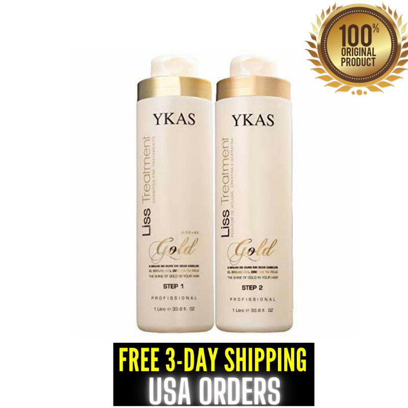 Ykas Gold Liss Treatment Brazilian Keratin Kit 2 Steps (2x 1L) 3 Day Delivery