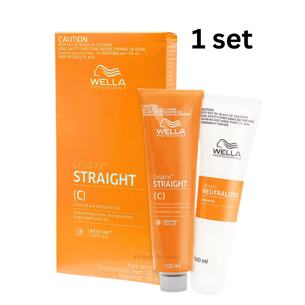1x Wella Wellastrate Hair Mild (C) Straightening Cream Kit Creatine Straight Neu