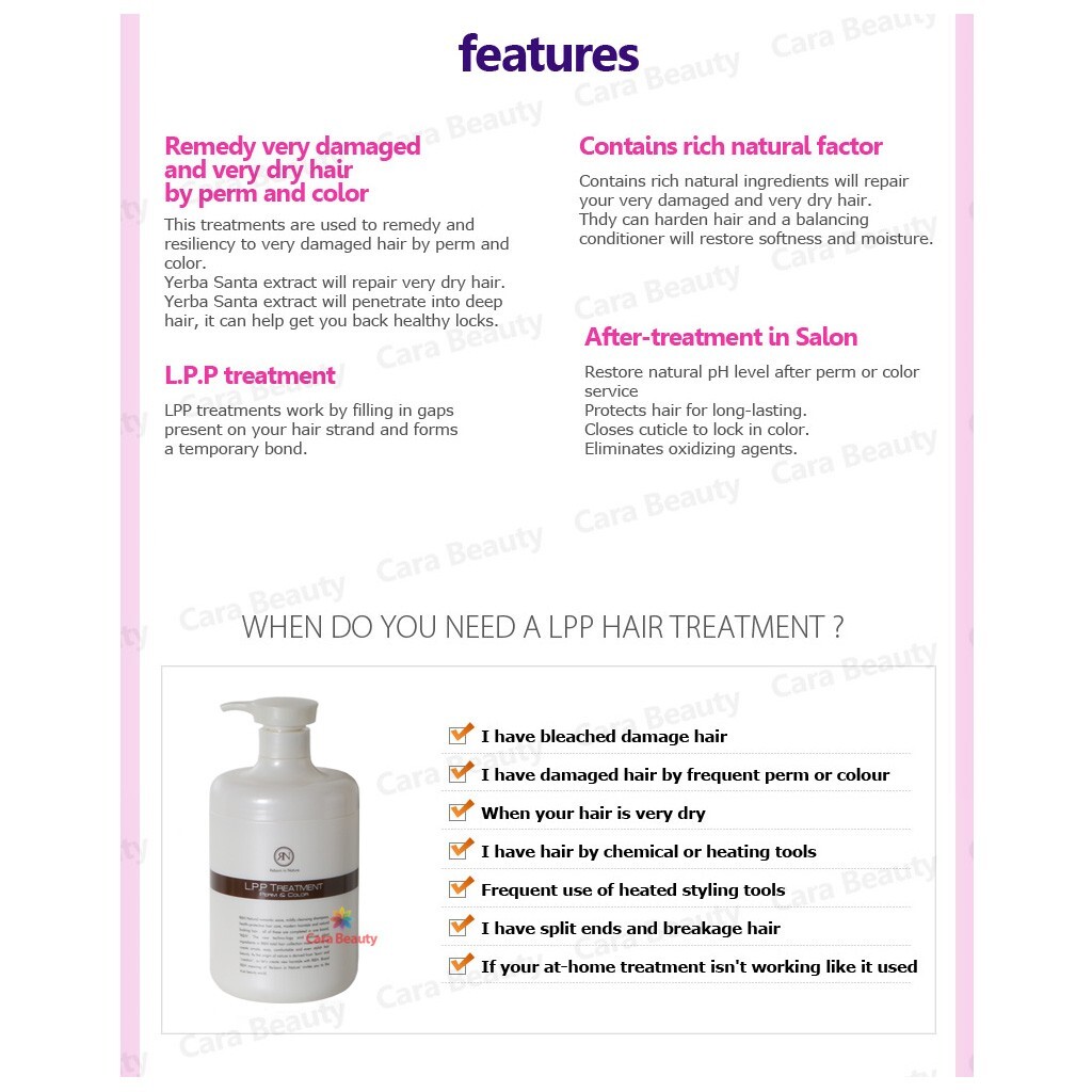RN LPP Hair treatment 1000g (35.27 oz) for damaged hair by perm and color