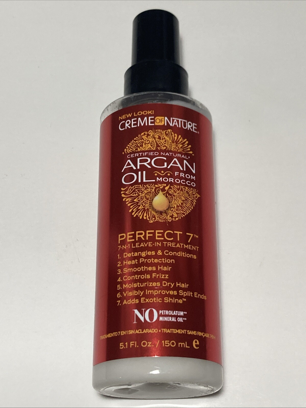 (NEW) Creme of Nature Argan Oil Perfect 7, 7-in-1 Leave-In-Treatment 5.1 oz