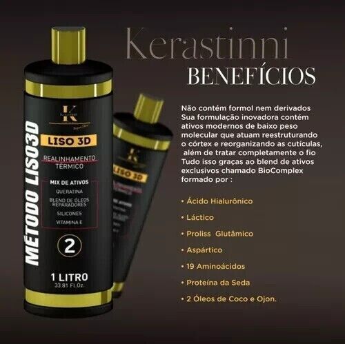 Kerastinni Metodo Liso 3D progressive realinhamento termico Autentico Brasilian