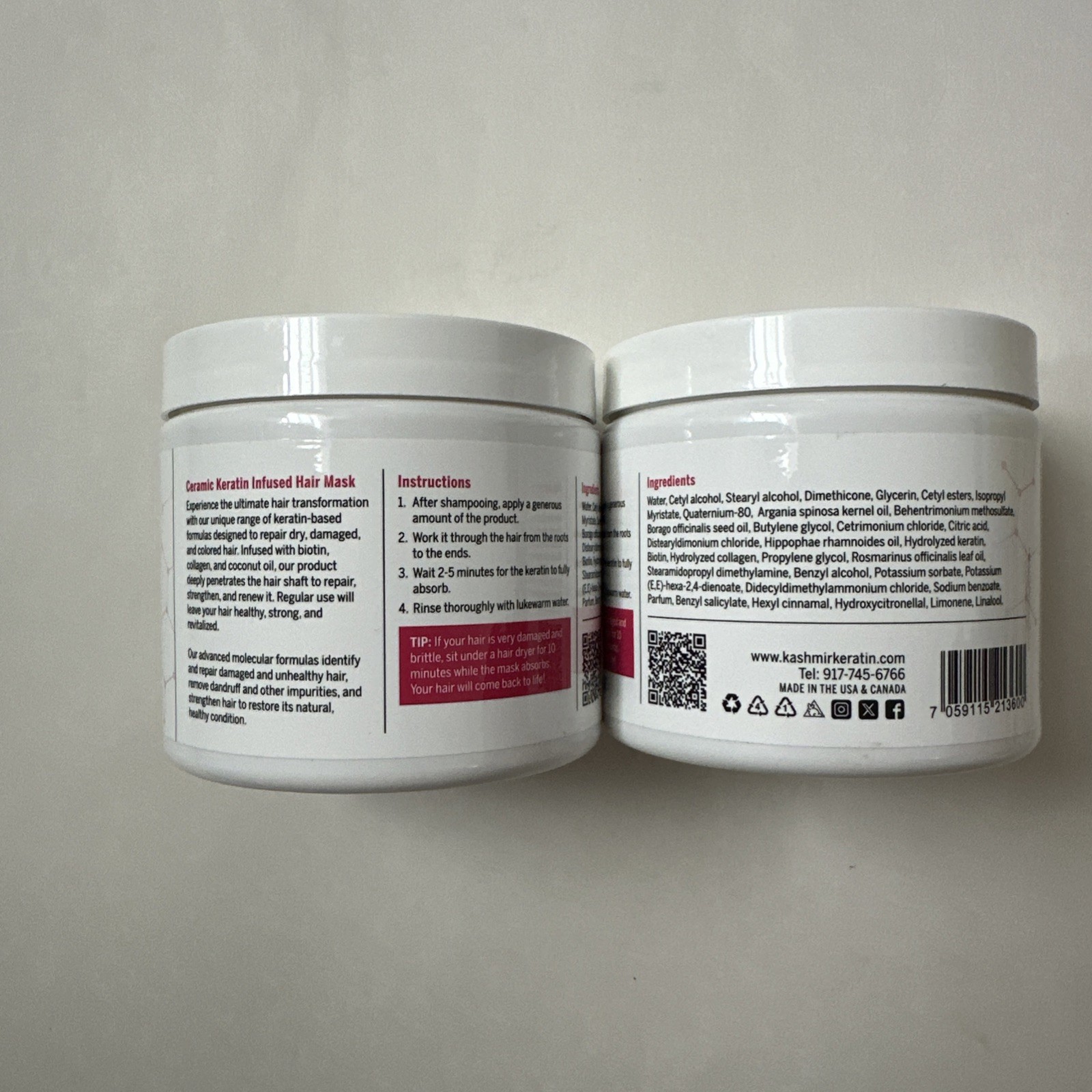 (2) Kashmir Keratin Hair Mask Ceramic Keratin Infused Mask 16 fl.oz