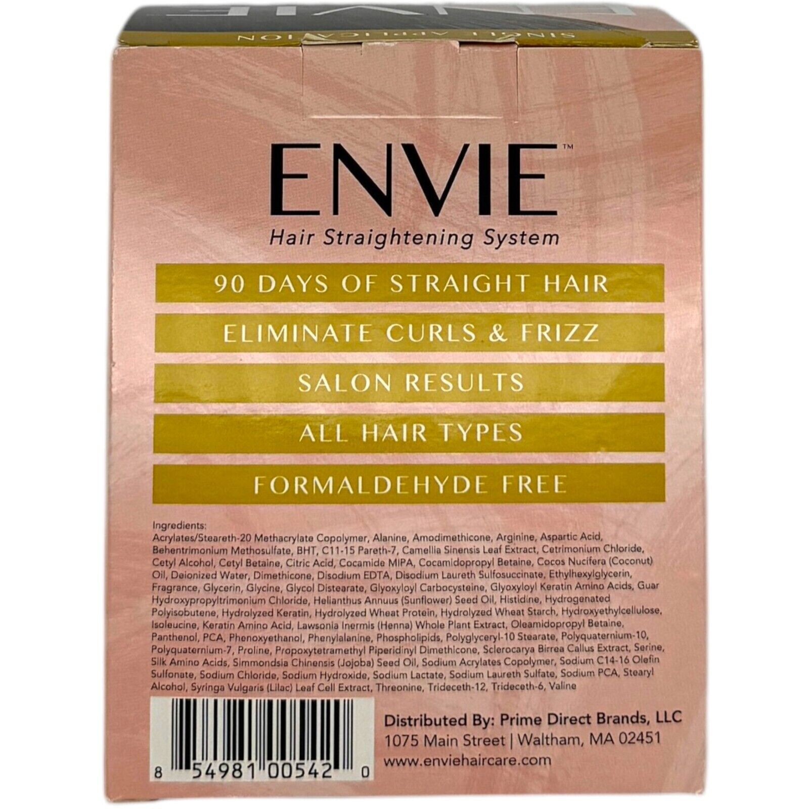 Envie Hair Straightening System Keratin Treatment Frizz Control 90 Day Salon Kit