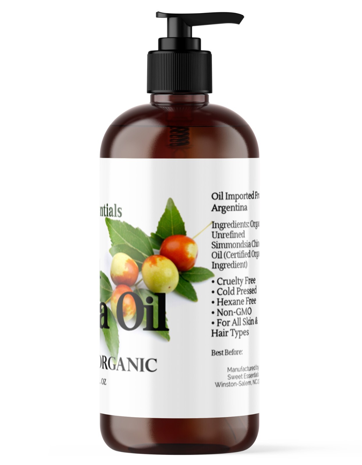 Organic Virgin Jojoba Oil 16oz | Imported From Argentina 100% Pure Cold Pressed