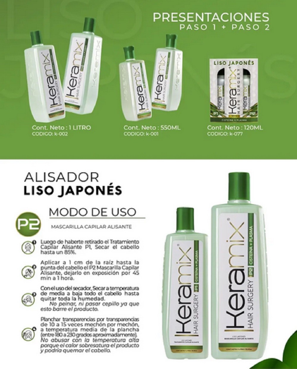 Cirugia Capilar Keramix Liso Japones 550ml Alisado Keratina Profesional Nuevo