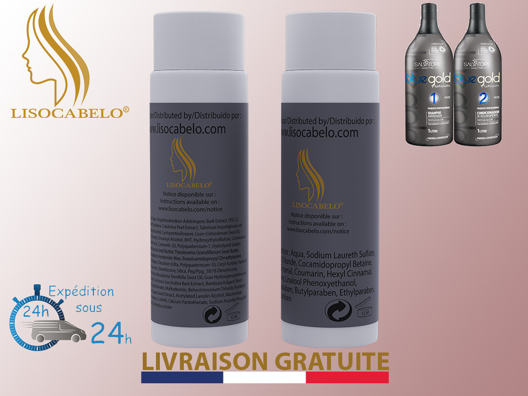 Tannin Smoothing 2X250Ml (Taninoplasty) Blue Gold Premium +1 Pair Of Pro Gloves