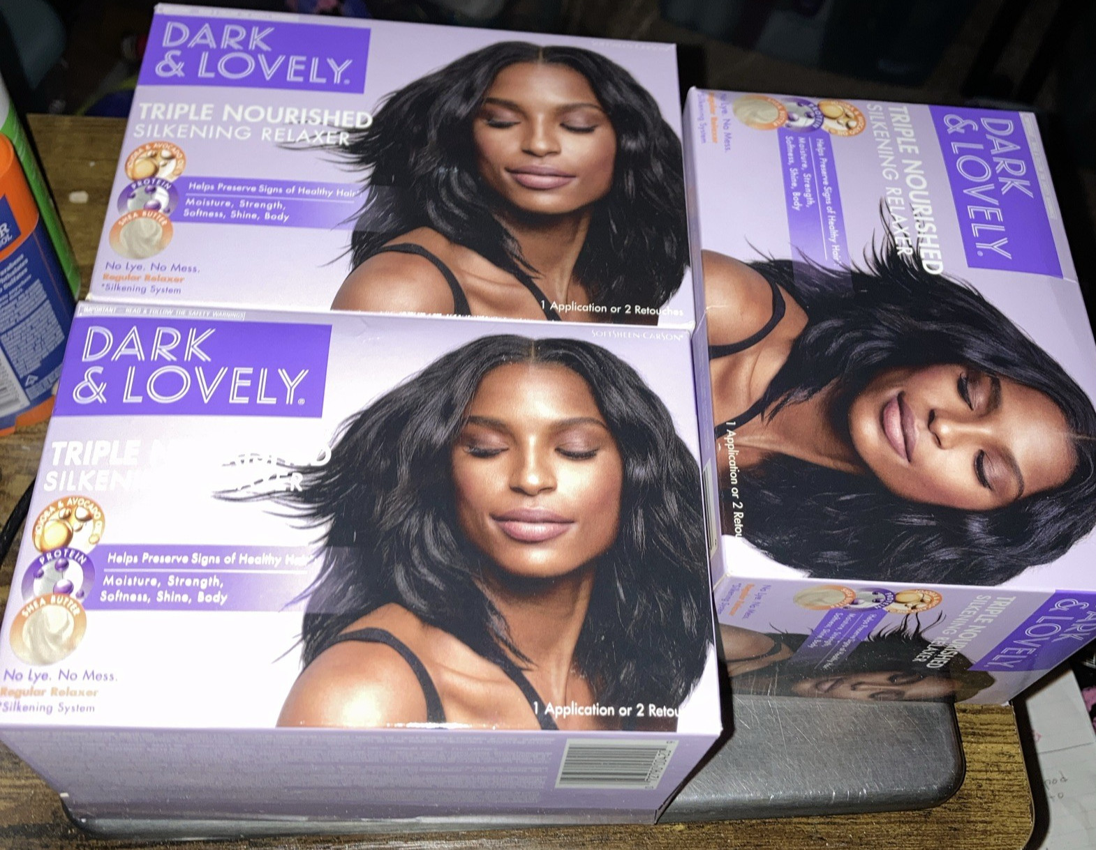 3X SoftSheen Carson Dark & Lovely No-Lye Silkening Relaxer Kit REGULAR