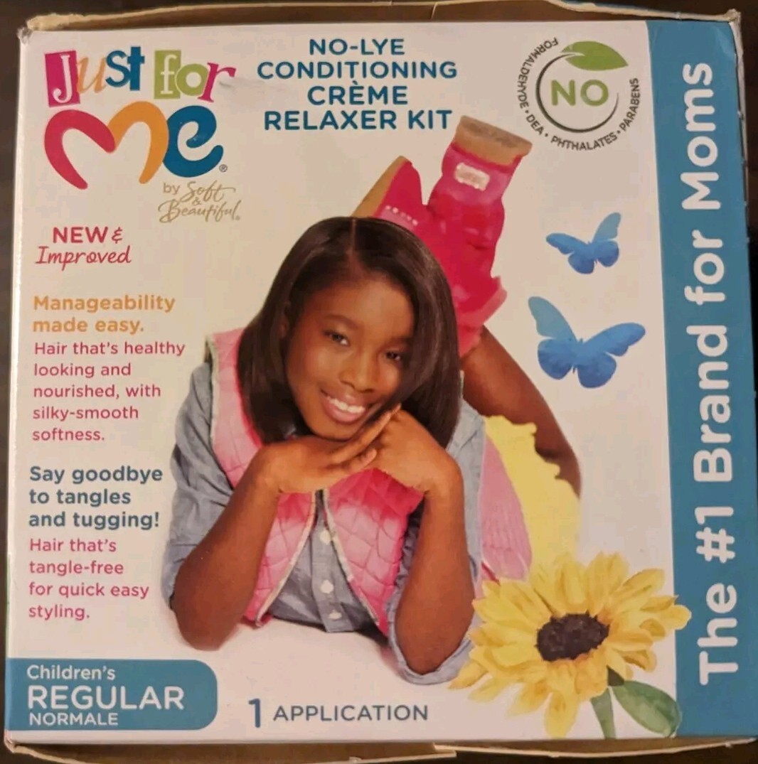 Just For Me No-Lye Conditioning Créme Relaxer Kit Curly Child Hair Care New