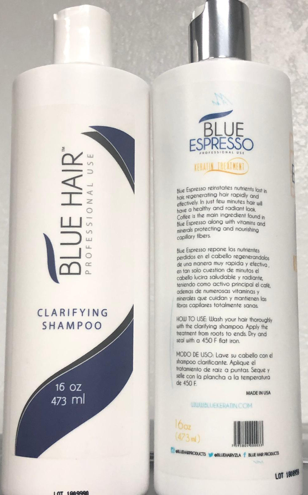 BLUE HAIR PROFESSIONAL USE Clarifying Shampoo & BLUE ESPRESSO 16 oz