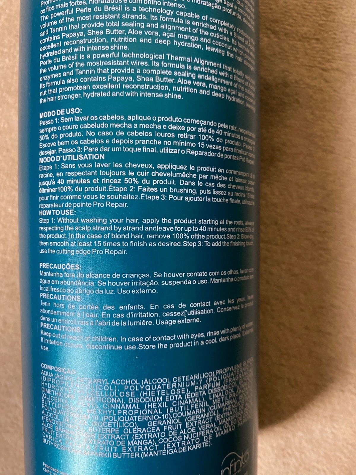 Infinita Brazilian Protein Afro Smoothing Hair Product 33.8oz. 1000ML (Cc)