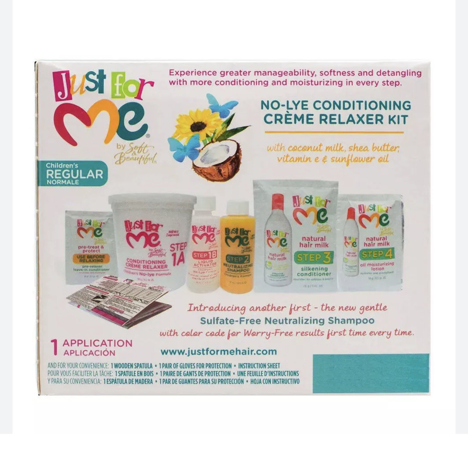 Just For Me No-Lye Regular Conditioning Creme Relaxer Kit 1 Application SEALED