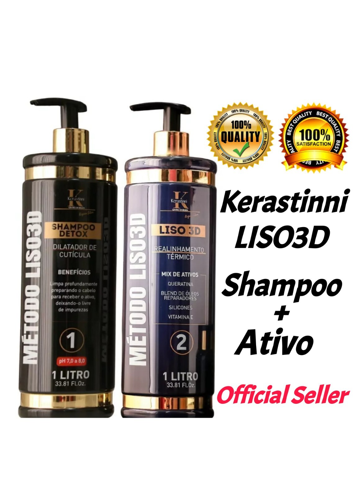 Kerastinni Smooth 3D Treatment Kit / Shampoo 1L + Active 1L / Kit Professional