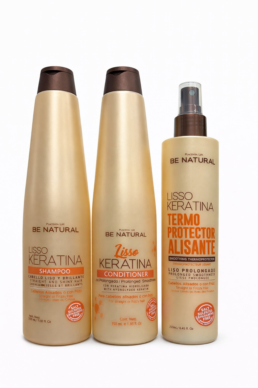 Placenta Life Lisso Keratina Set Includes Thermoprotector,Shampoo & Conditioner