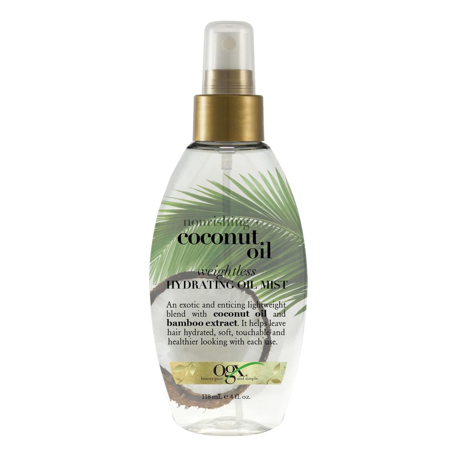 OGX Nourishing Coconut Oil Weightless Hydrating Oil Mist, 4 Ounce Spray Bottle,