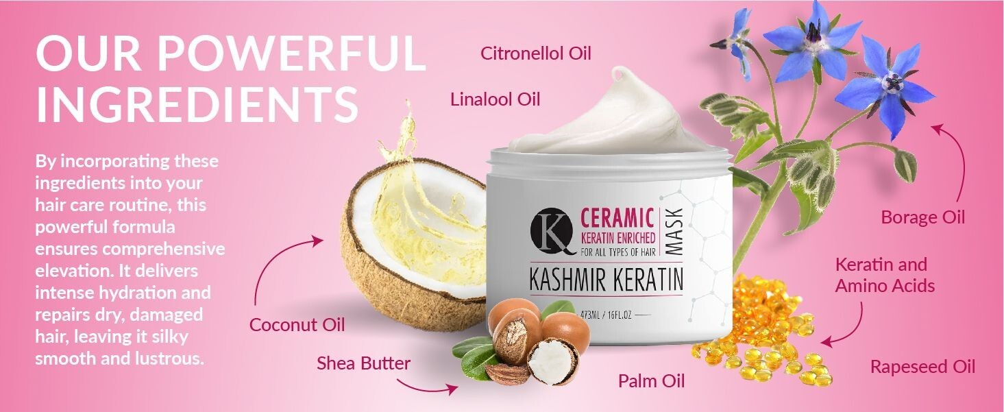 Kashmir Keratin hair mask Ceramic Mask For All Types of Hair 16 fl.oz/473 ml
